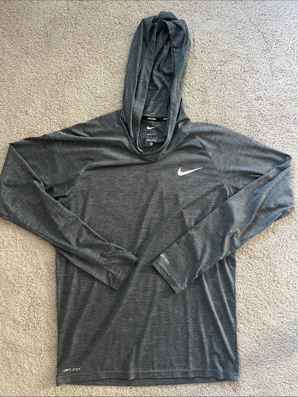 Nike Men’s Dri-FIT Hooded Long Sleeve Shirt - Charcoal Gray
